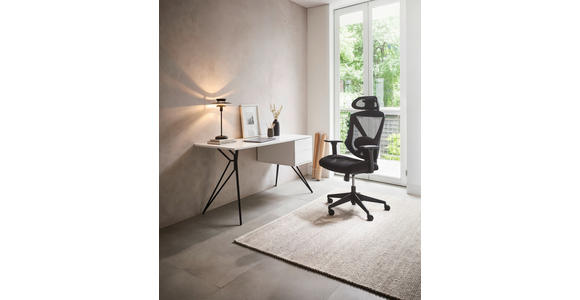 SCHREIBTISCH 140/60/75 cm in Schwarz, Weiß Hochglanz - Weiß Hochglanz/Schwarz, Design, Holzwerkstoff/Metall (140/60/75cm) - Novel