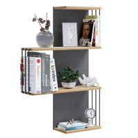 Poliță De Perete 68/98/19 cm, antracit, culoare lemn stejar  - culoare lemn stejar/antracit, Design, material pe bază de lemn (68/98/19cm) - Livetastic