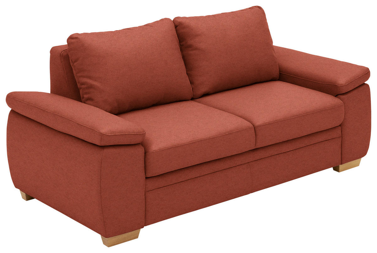 SCHLAFSOFA Chenille Rotorange  - Eiche Bianco/Rotorange, KONVENTIONELL, Holz/Textil (196/90/100cm) - Beldomo Style
