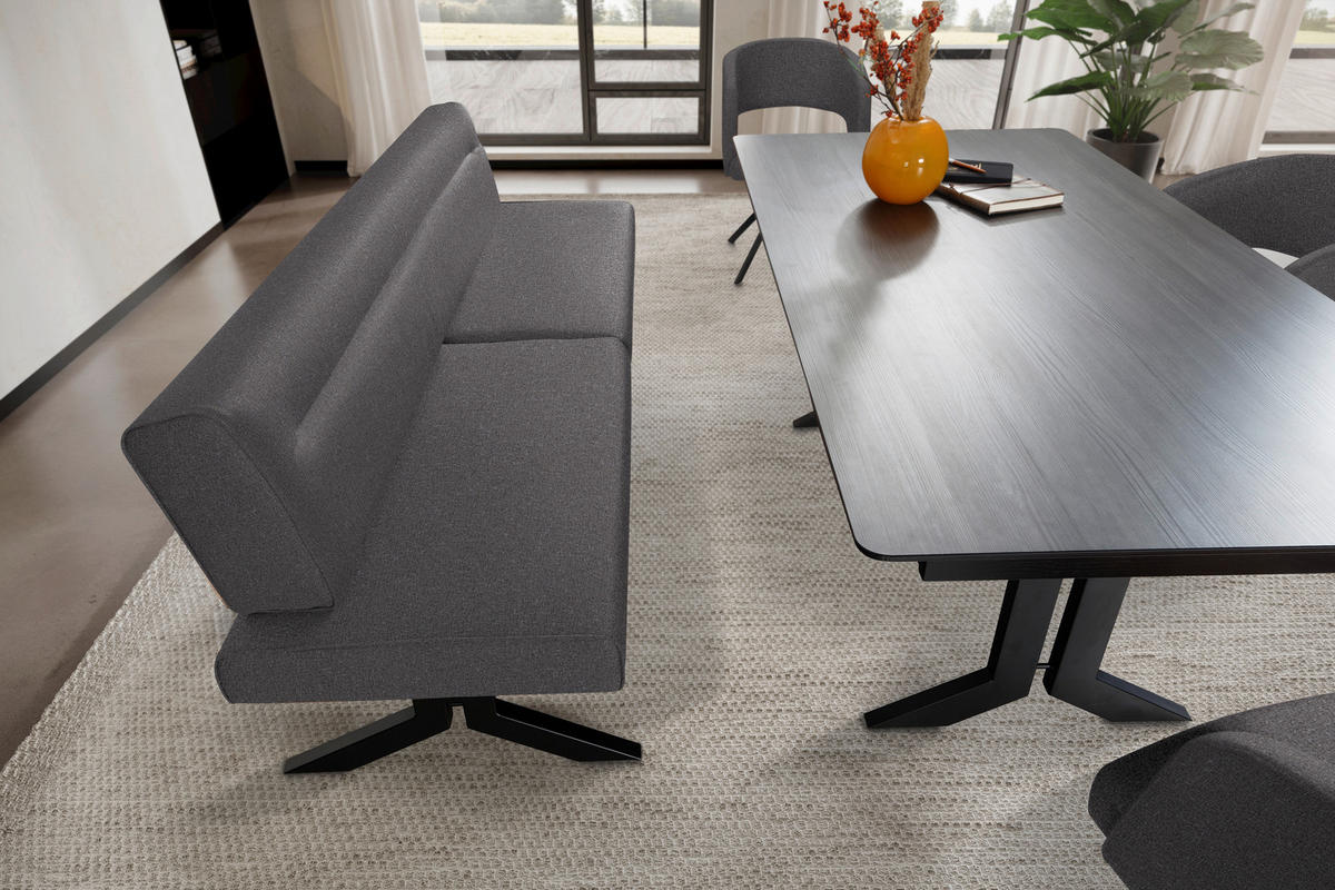 SITZBANK in Metall, Textil Grau  - Schwarz/Grau, Konventionell, Textil/Metall (220/87/70-86cm) - Moderano