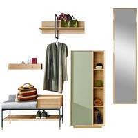 GARDEROBE  in 235,2/214,6/47 cm  - Salbeigrün/Buchefarben, Design, Glas/Holz (235,2/214,6/47cm) - Anrei