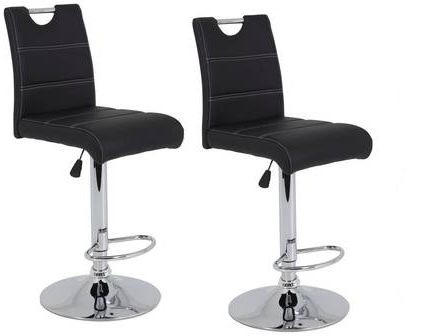 BARHOCKER-SET Lederlook Schwarz Stahl Sitzfläche 360° drehbar, mit Griff  - Chromfarben/Schwarz, MODERN, Textil/Metall (38/97-119/50cm) - MID.YOU