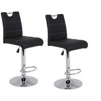BARHOCKER-SET Lederlook Schwarz Stahl Sitzfläche 360° drehbar, mit Griff  - Chromfarben/Schwarz, MODERN, Textil/Metall (38/97-119/50cm) - MID.YOU