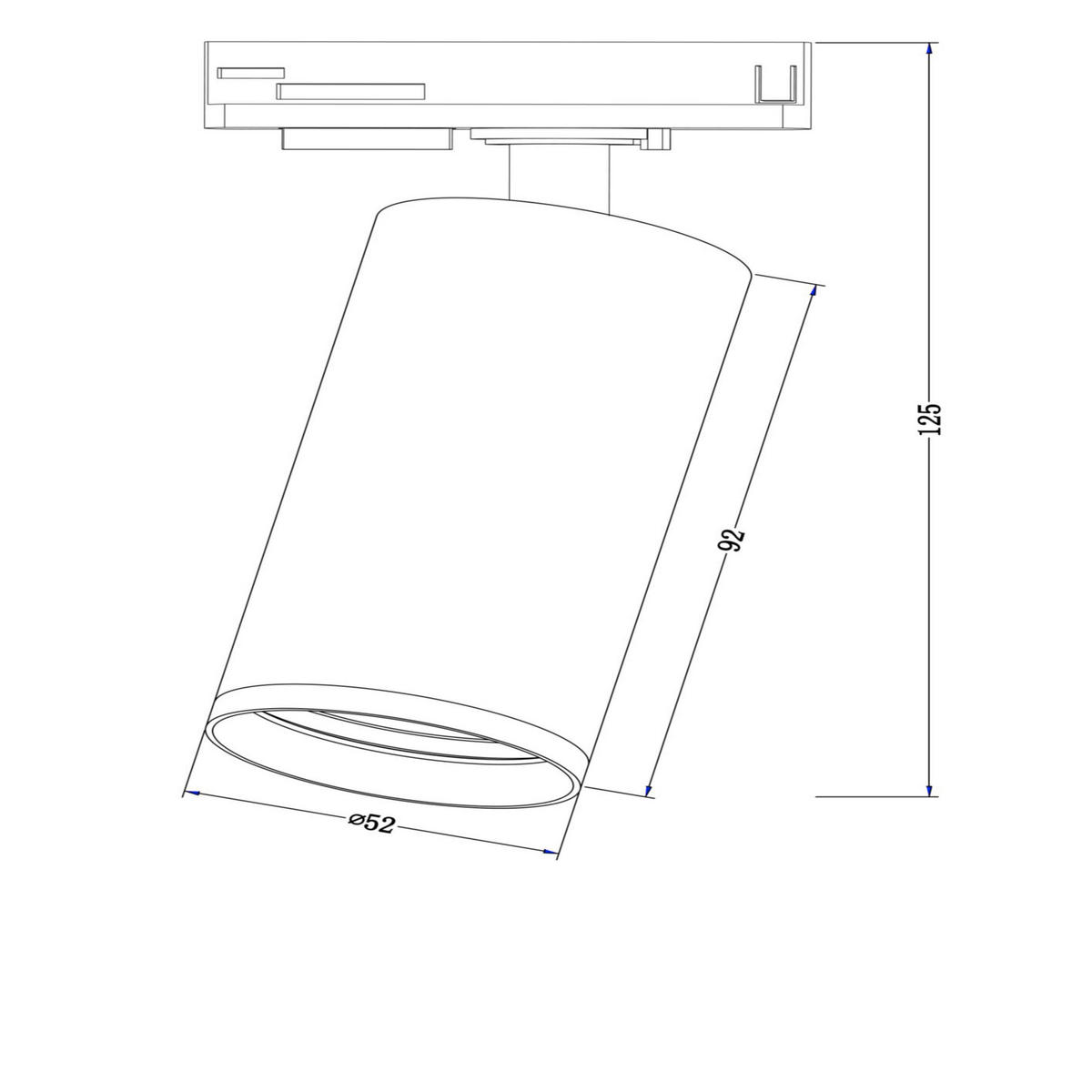 SCHIENENSYSTEM-STRAHLER 5,2/12,5/9,2 cm   - Schwarz, Basics, Metall (5,2/12,5/9,2cm) - MAYTONI