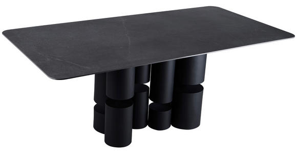 ESSTISCH in Metall, Keramik, Holzwerkstoff 200/100/76 cm  - Dunkelgrau/Schwarz, Design, Keramik/Holzwerkstoff (200/100/76cm) - Belluti