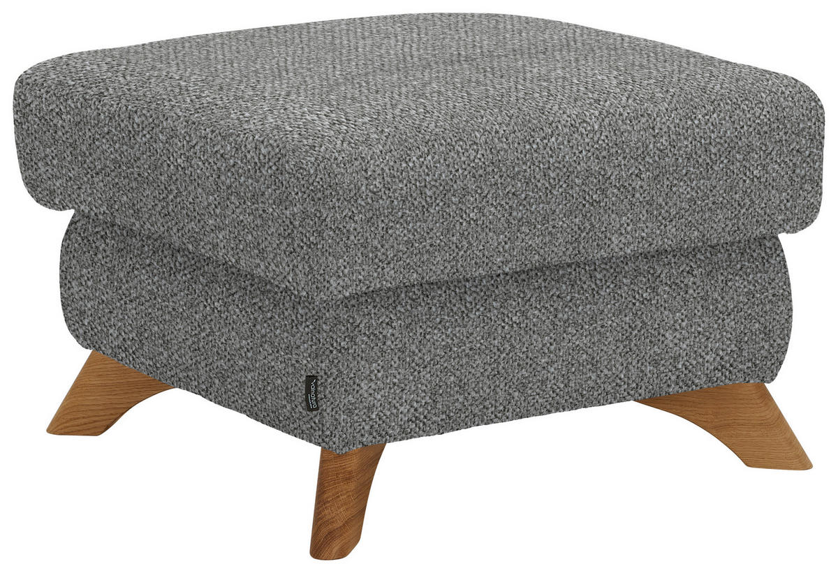 HOCKER in Textil Hellgrau  - Eichefarben/Hellgrau, Modern, Holz/Textil (65/47/65cm) - Valnatura