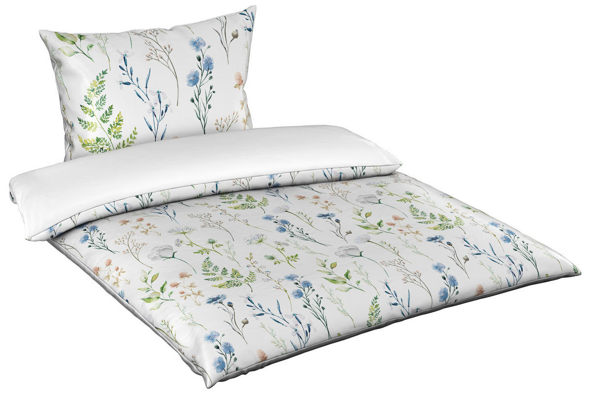 OBOJESTRANSKA POSTELJNINA FLORA 140/200 cm saten večbarvno  - večbarvno, Basics, tekstil (140/200cm) - Esposa