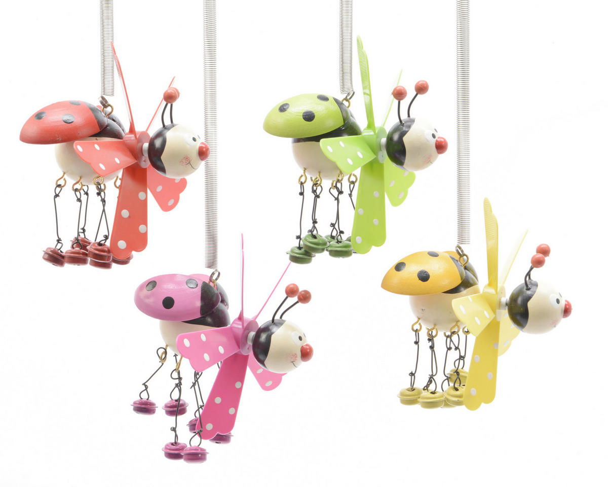 DEKOMARIENKÄFER - Pink/Gelb, LIFESTYLE, Holzwerkstoff (11/11/12cm)