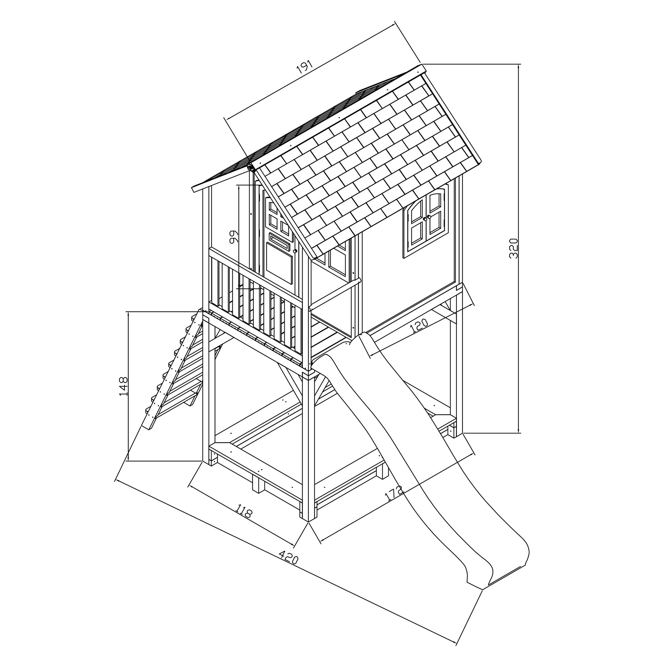 SPIELTURM 420/320/191 cm SPIELTURM ROMY  - Braun/Weiß, Basics, Holz/Kunststoff (420/320/191cm) - Ambia Garden