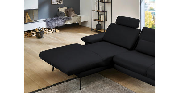 ECKSOFA in Echtleder Anthrazit 180/310 cm - Anthrazit/Schwarz, Design, Leder/Metall (180/310cm) - Dieter Knoll