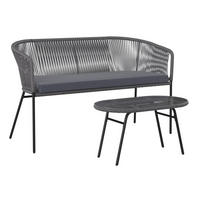 GARTENSET Stahl  - Schwarz/Grau, MODERN, Textil/Metall (90/50/38cm) - Ambia Garden