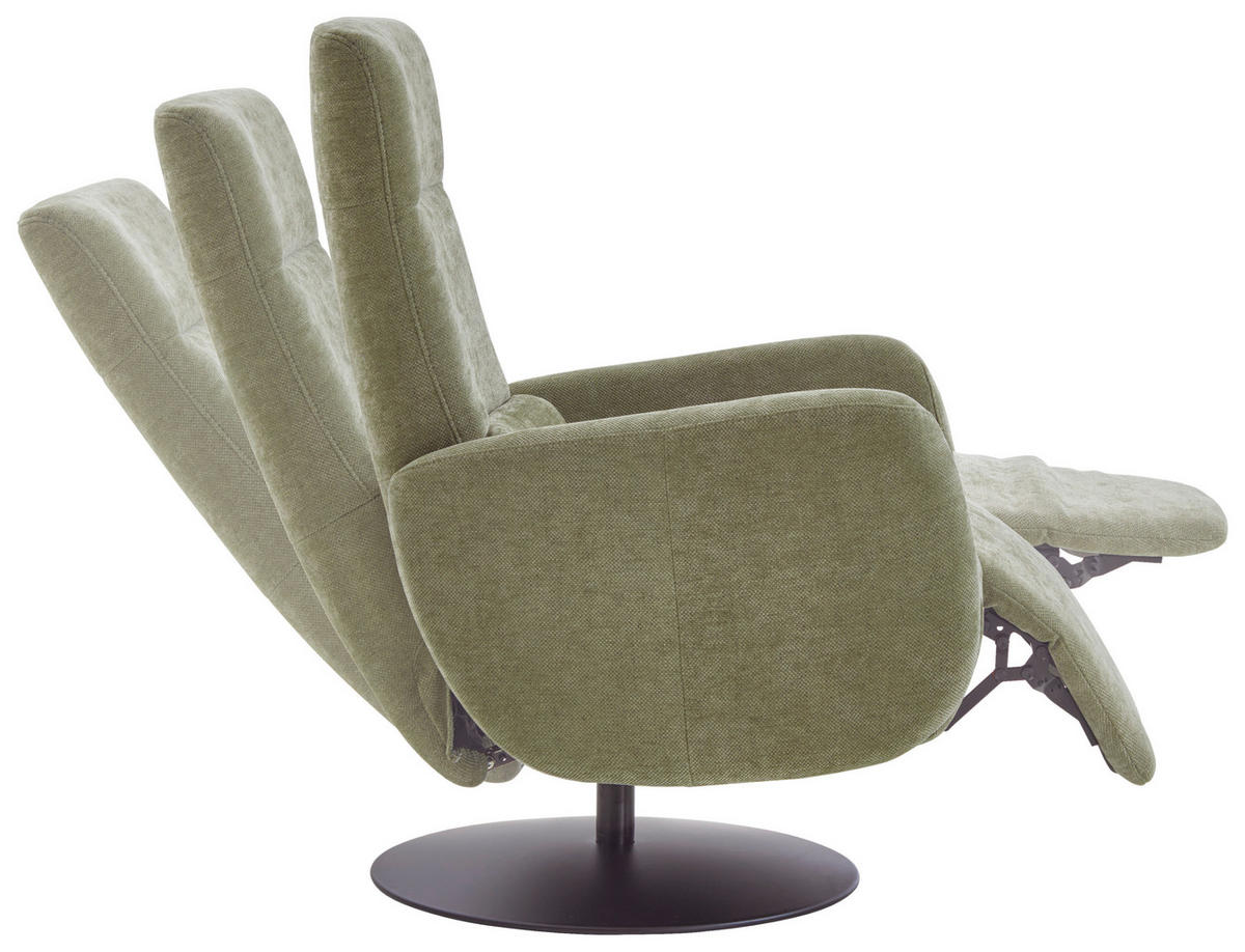 RELAXSESSEL Chenille Kopfteilverstellung, Fußteilverstellung    - Schwarz/Olivgrün, Design, Textil/Metall (76/109/83cm) - Beldomo Comfort