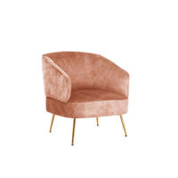 SESSEL Samt Rosa    - Goldfarben/Rosa, Design, Textil/Metall (76/69/75cm) - Livetastic