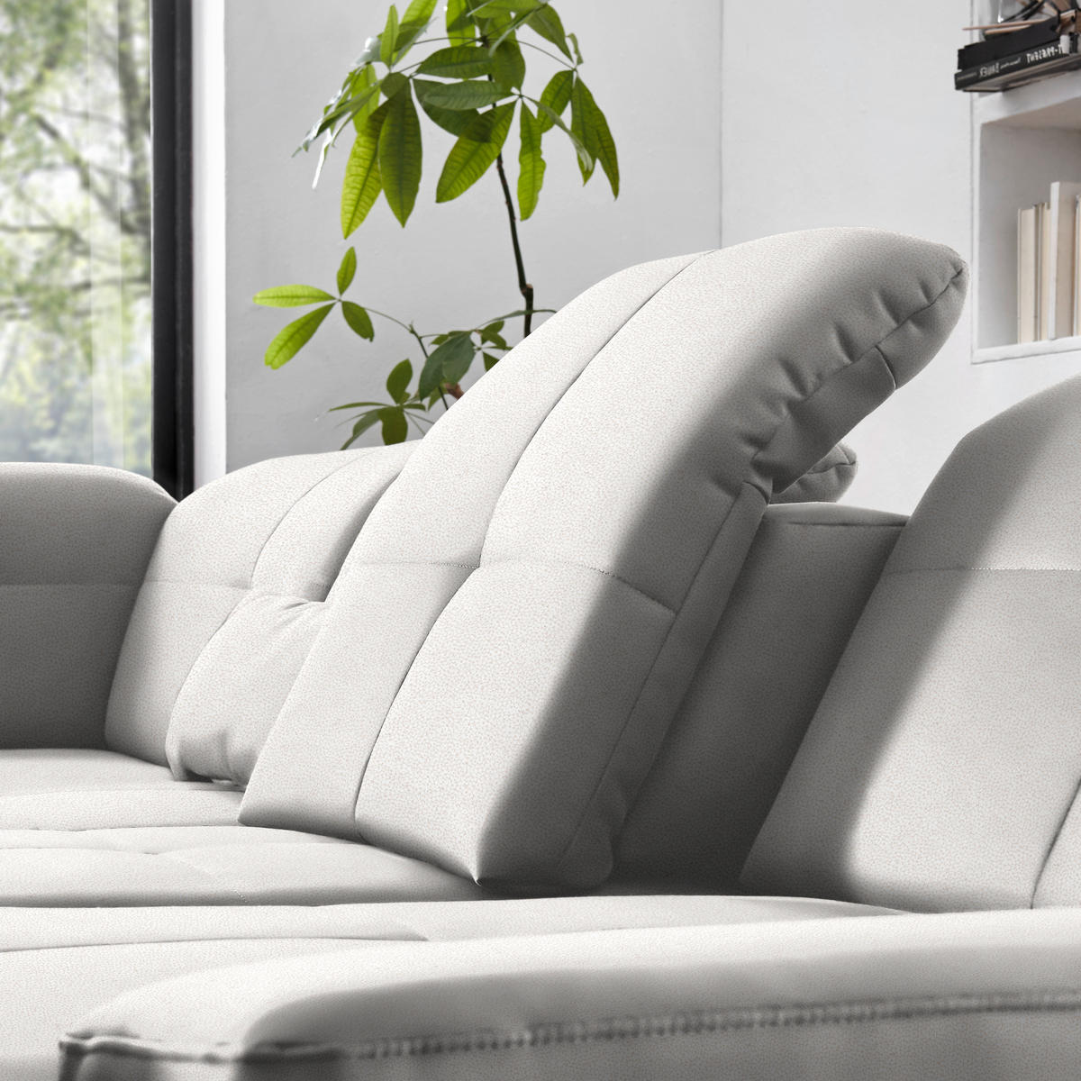 WOHNLANDSCHAFT  in Mikrofaser Creme  - Chromfarben/Creme, Design, Holzwerkstoff/Textil (260/371/195cm) - Beldomo Style