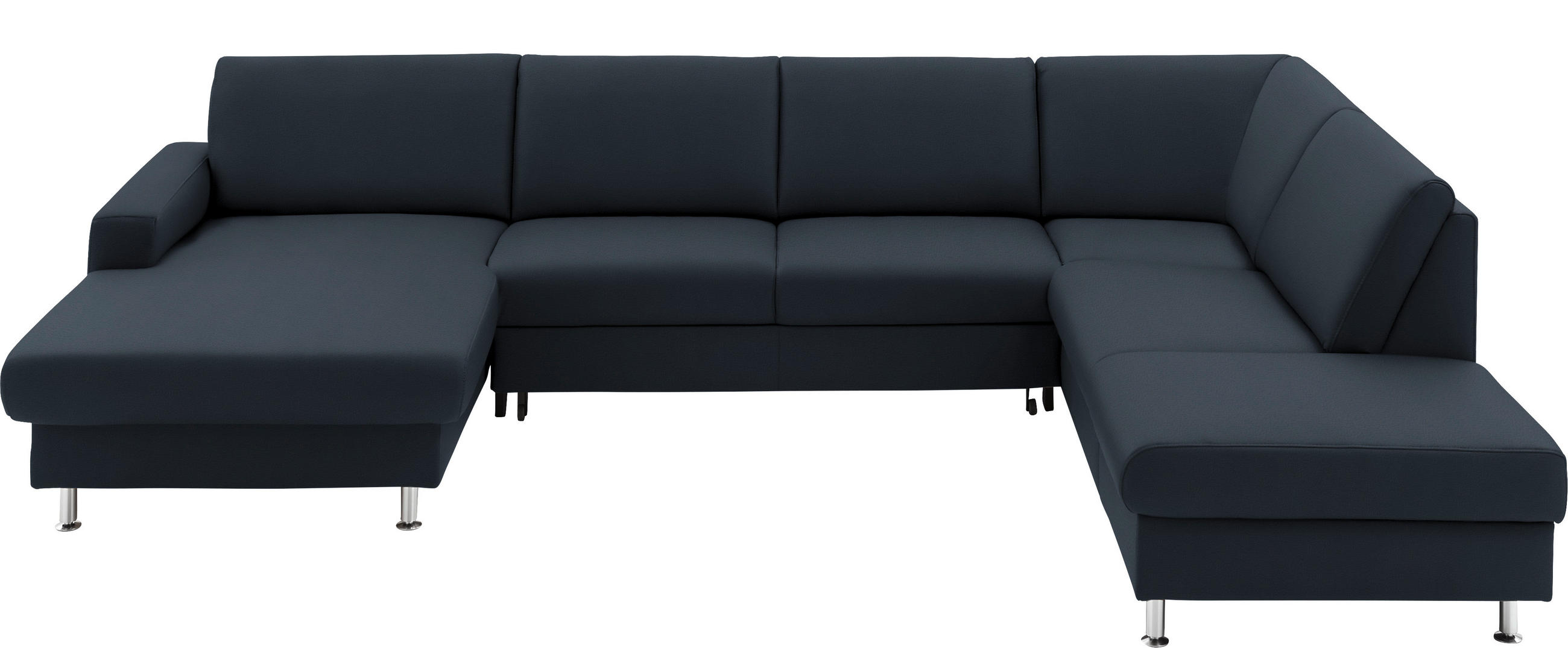 WOHNLANDSCHAFT in Echtleder Dunkelblau  - Alufarben/Dunkelblau, Design, Leder/Metall (165/339/233cm) - Beldomo Premium