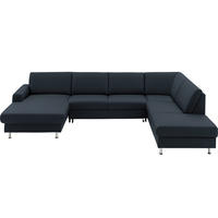 WOHNLANDSCHAFT in Echtleder Dunkelblau  - Alufarben/Dunkelblau, Design, Leder/Metall (165/339/233cm) - Beldomo Premium