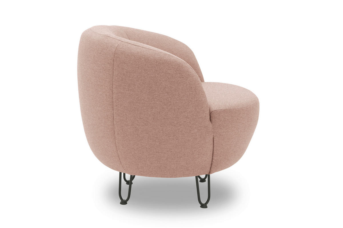 SESSEL Webstoff Rosa    - Schwarz/Rosa, Design, Textil/Metall (72/74/76cm) - MID.YOU