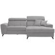 ECKSOFA in Velours Hellgrau  - Hellgrau/Schwarz, Design, Textil/Metall (267/181cm) - Carryhome