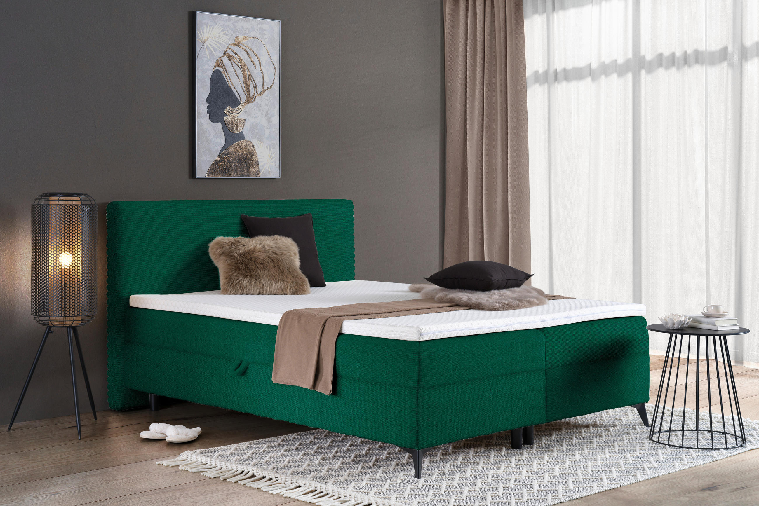 BOXBETT 180/200 cm  in Rosa  - Schwarz/Rosa, Design, Holz/Holzwerkstoff (180/200cm) - Xora