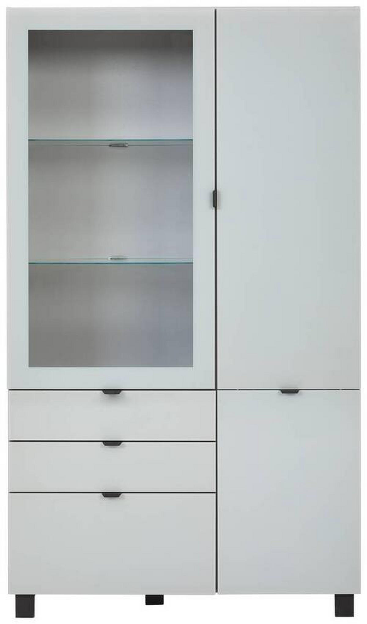 VITRINE Grau, Hellgrau  109,7/190,7/41,4 cm  - Hellgrau/Schwarz, Design, Glas/Holzwerkstoff (109,7/190,7/41,4cm) - Hom`in