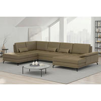 SEDACÍ SOUPRAVA, kůže, olivově zelená - černá/olivově zelená, Basics, kov/textil (223/363/176cm) - Sit & More
