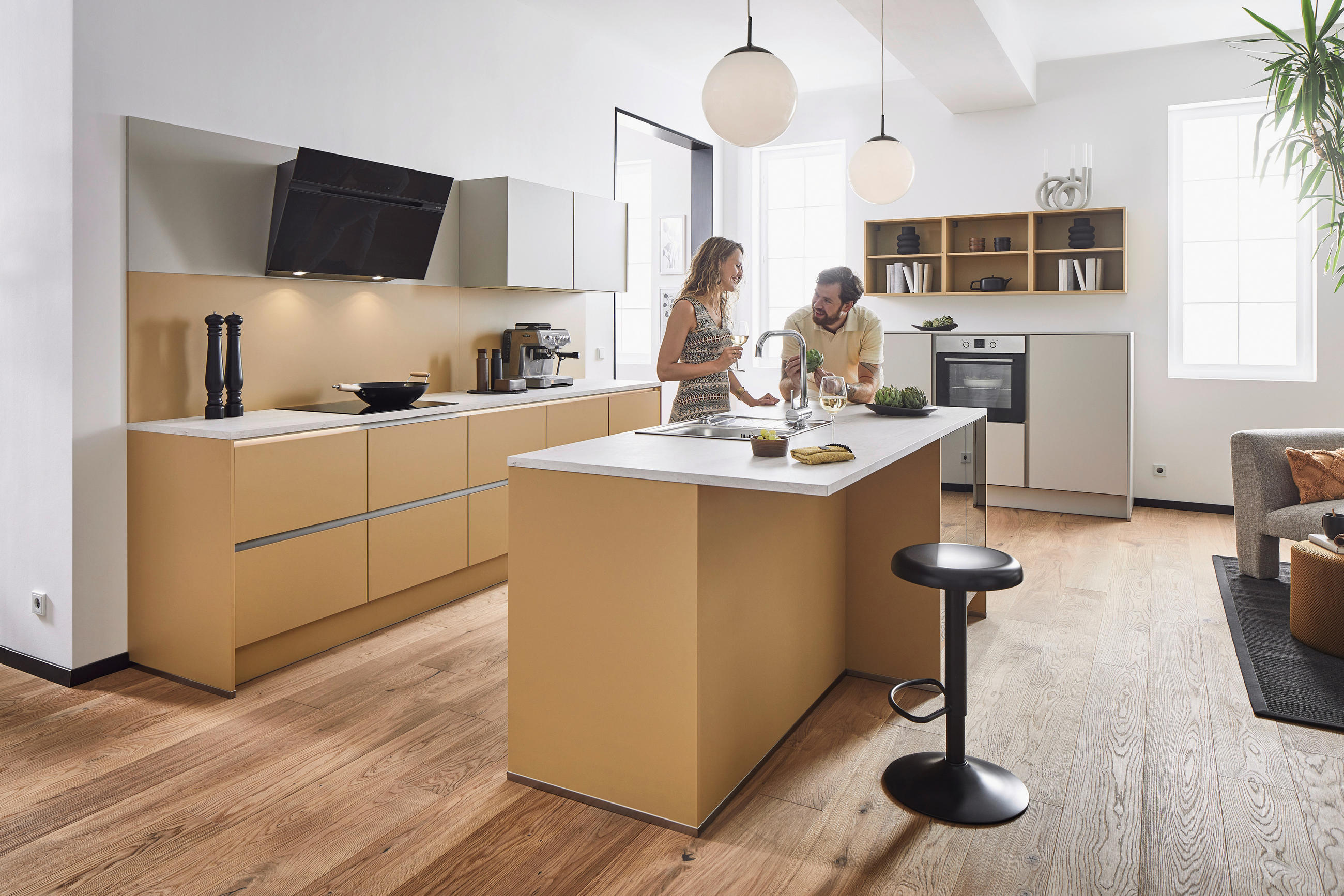 EINBAUKÜCHE   - Karamell, Design, Holzwerkstoff - Xora