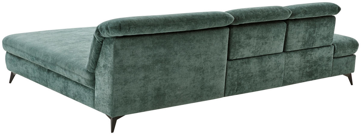 ECKSOFA Dunkelgrün Chenille  - Dunkelgrün/Schwarz, Design, Textil/Metall (288/198cm) - Beldomo Style