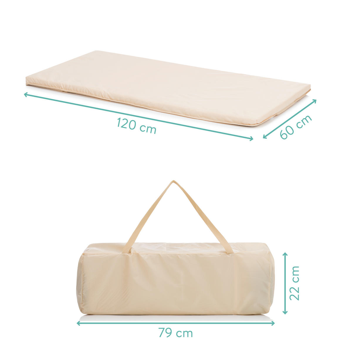 PRIJENOSNI KREVETIĆ  125/65/76 cm      - bež, Basics, metal/tekstil (125/65/76cm) - Fillikid
