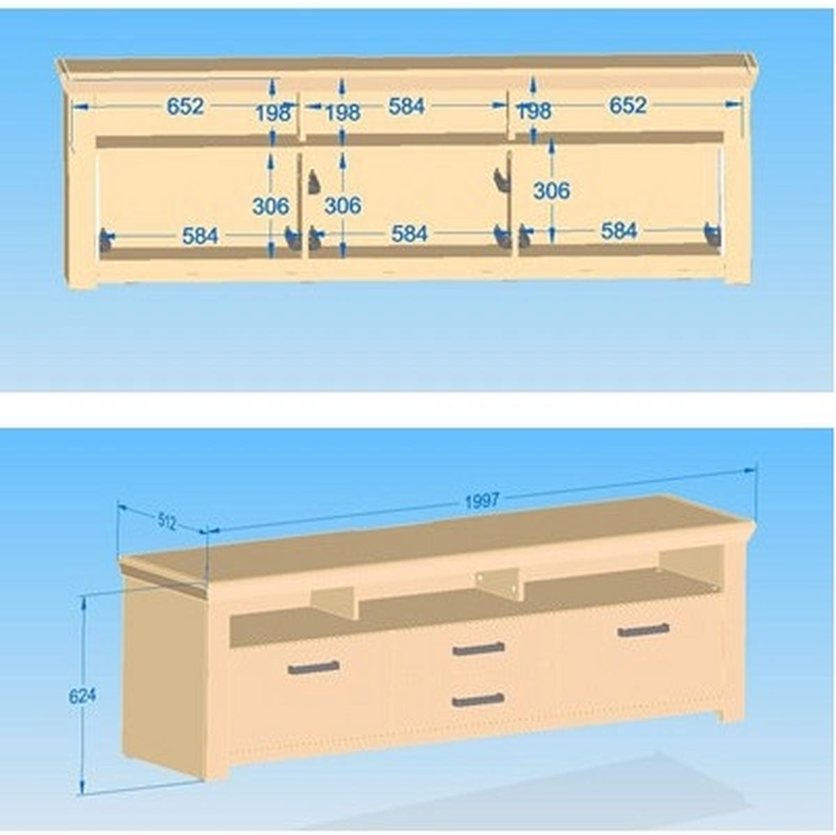 LOWBOARD  in 199,7/62,6/51,2 cm  - Eichefarben/Weiß, Design, Holzwerkstoff/Metall (199,7/62,6/51,2cm) - SetOne by Musterring