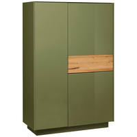 Comodă Înaltă 101/150/42 cm  - culoare lemn stejar/măsliniu, Design, sticlă/lemn (101/150/42cm) - Novel