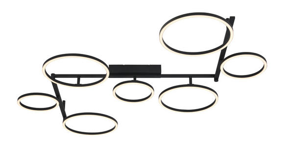 LED-DECKENLEUCHTE 118/127/12 cm  - Schwarz, Design, Kunststoff/Metall (118/127/12cm) - Novel