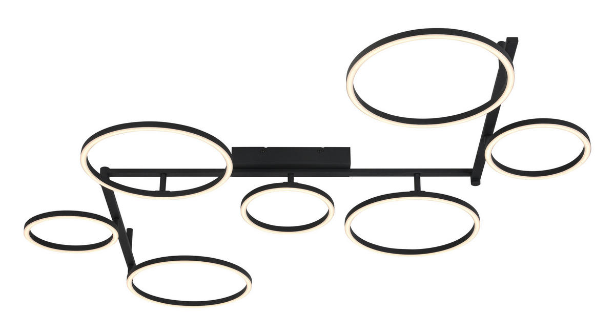 LED-DECKENLEUCHTE 118/127/12 cm  - Schwarz, Design, Kunststoff/Metall (118/127/12cm) - Novel