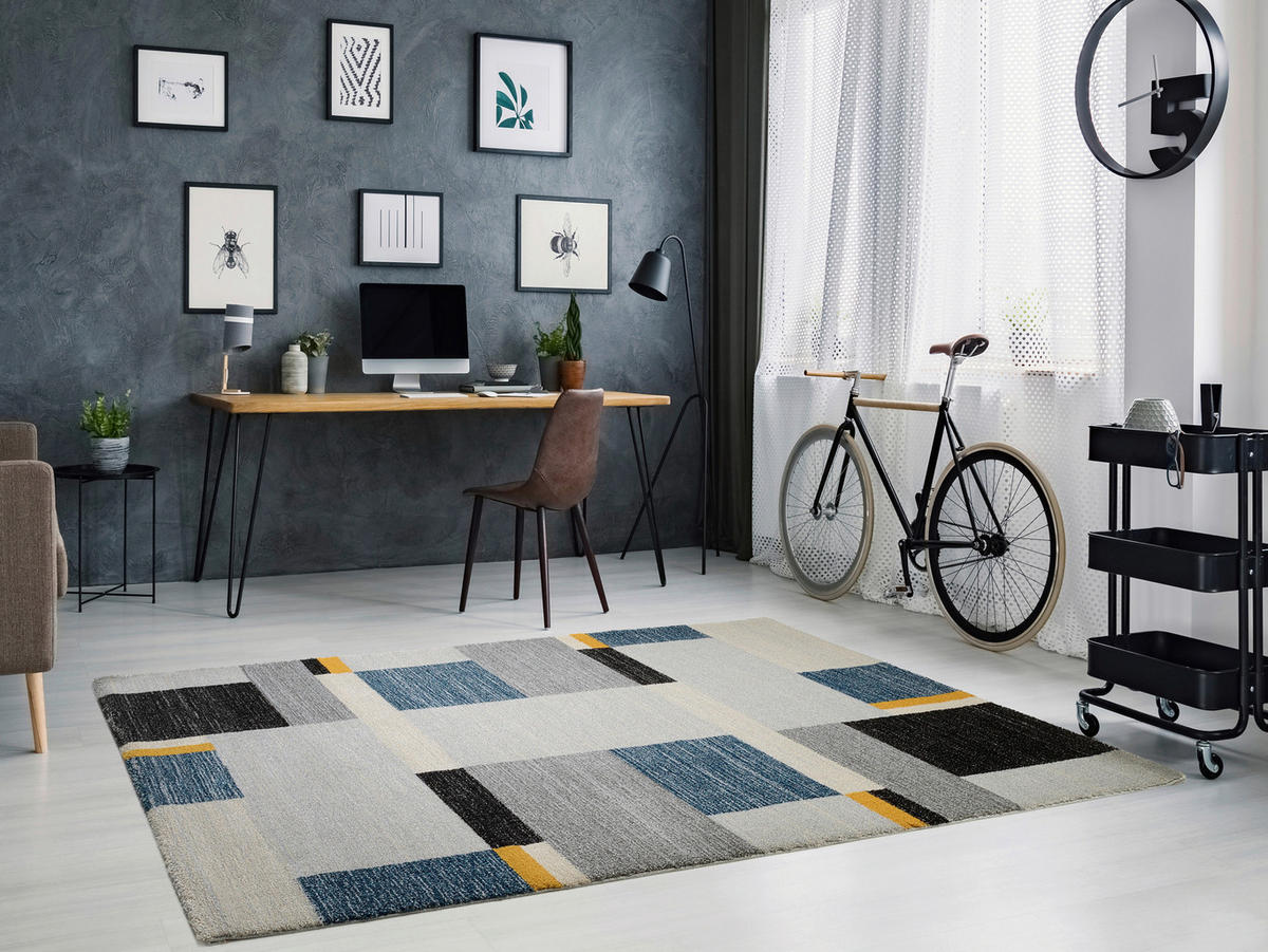 WEBTEPPICH 240/290 cm Palazzo Bloc Blau, Gelb, Grau  - Blau/Gelb, Basics, Textil (240/290cm) - Novel