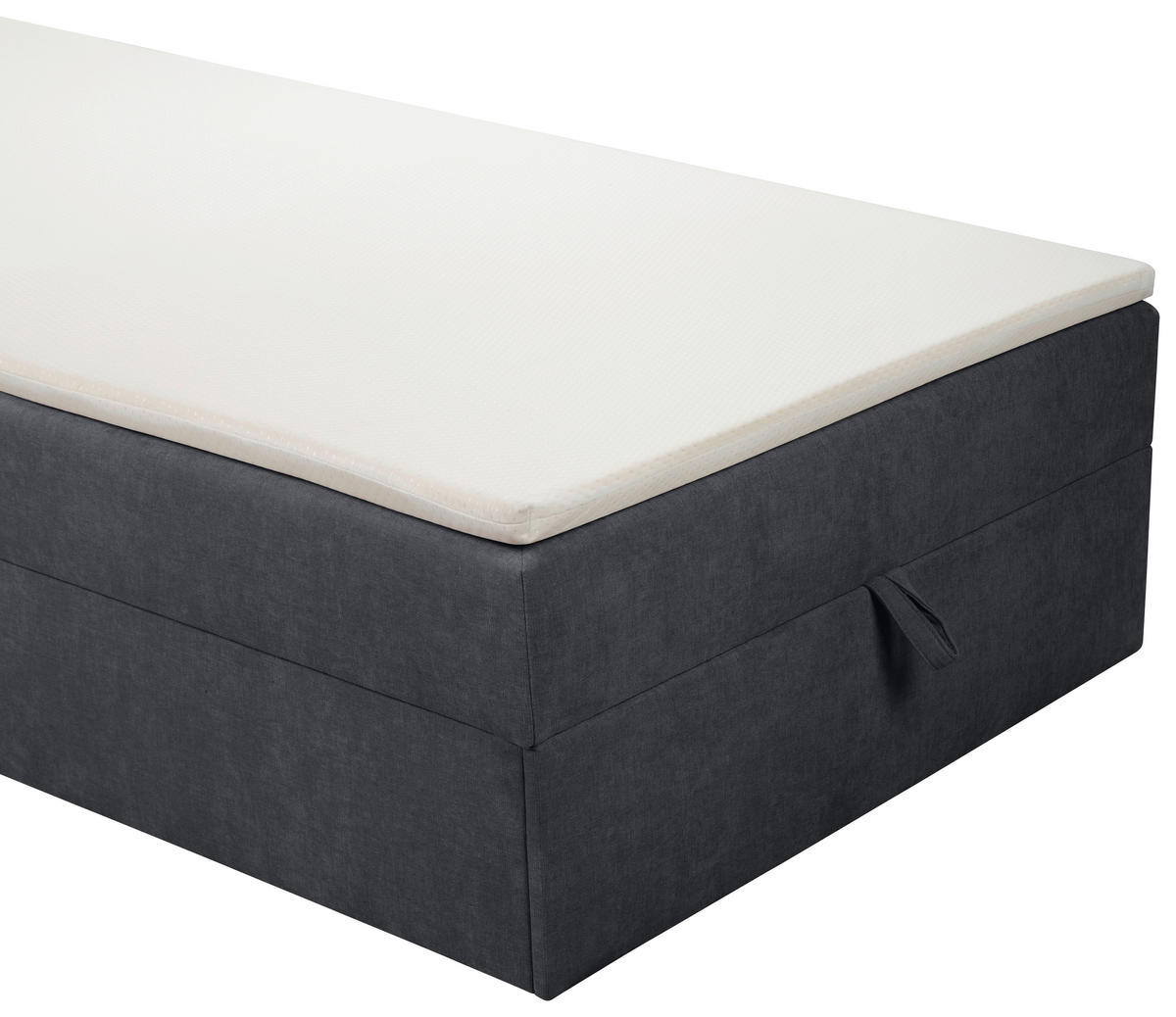BOXBETT 100/200 cm,  in Anthrazit, Matratze, gepolstertes Kopfteil, Bettkasten, Topper, H3 = fest  - Anthrazit/Schwarz, Basics, Kunststoff/Textil (100/200cm) - Chameo