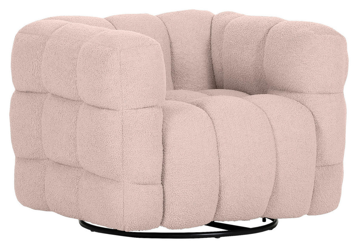 SESSEL in Flachgewebe Rosa  - Schwarz/Rosa, Konventionell, Textil/Metall (97/71/87cm) - Carryhome