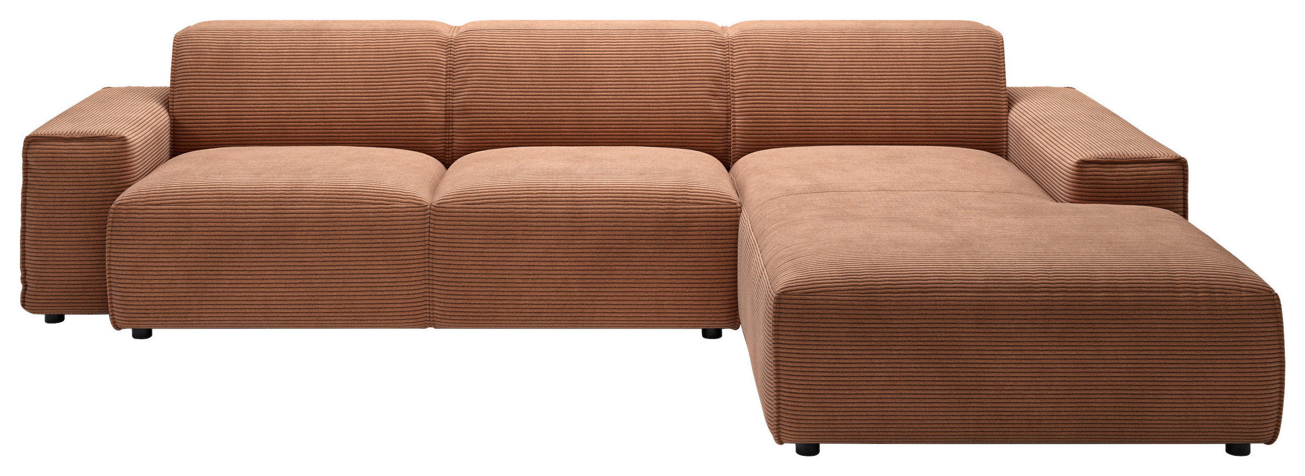 ECKSOFA in Cord Rostfarben  - Rostfarben/Schwarz, Design, Kunststoff/Textil (300/189cm) - Pure Home Lifestyle