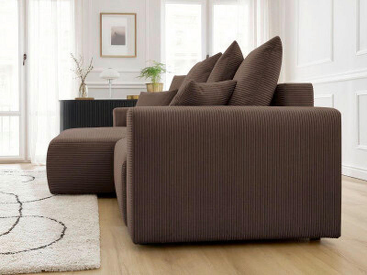 ECKSOFA Ottomane links  ATILLA Taupe Cord  - Taupe/Schwarz, MODERN, Kunststoff/Textil (149/244cm)