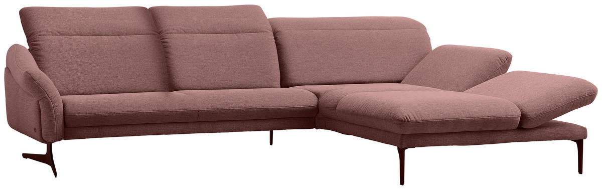 ECKSOFA in Webstoff Rosa  - Anthrazit/Rosa, Design, Textil/Metall (299/203cm) - Himolla