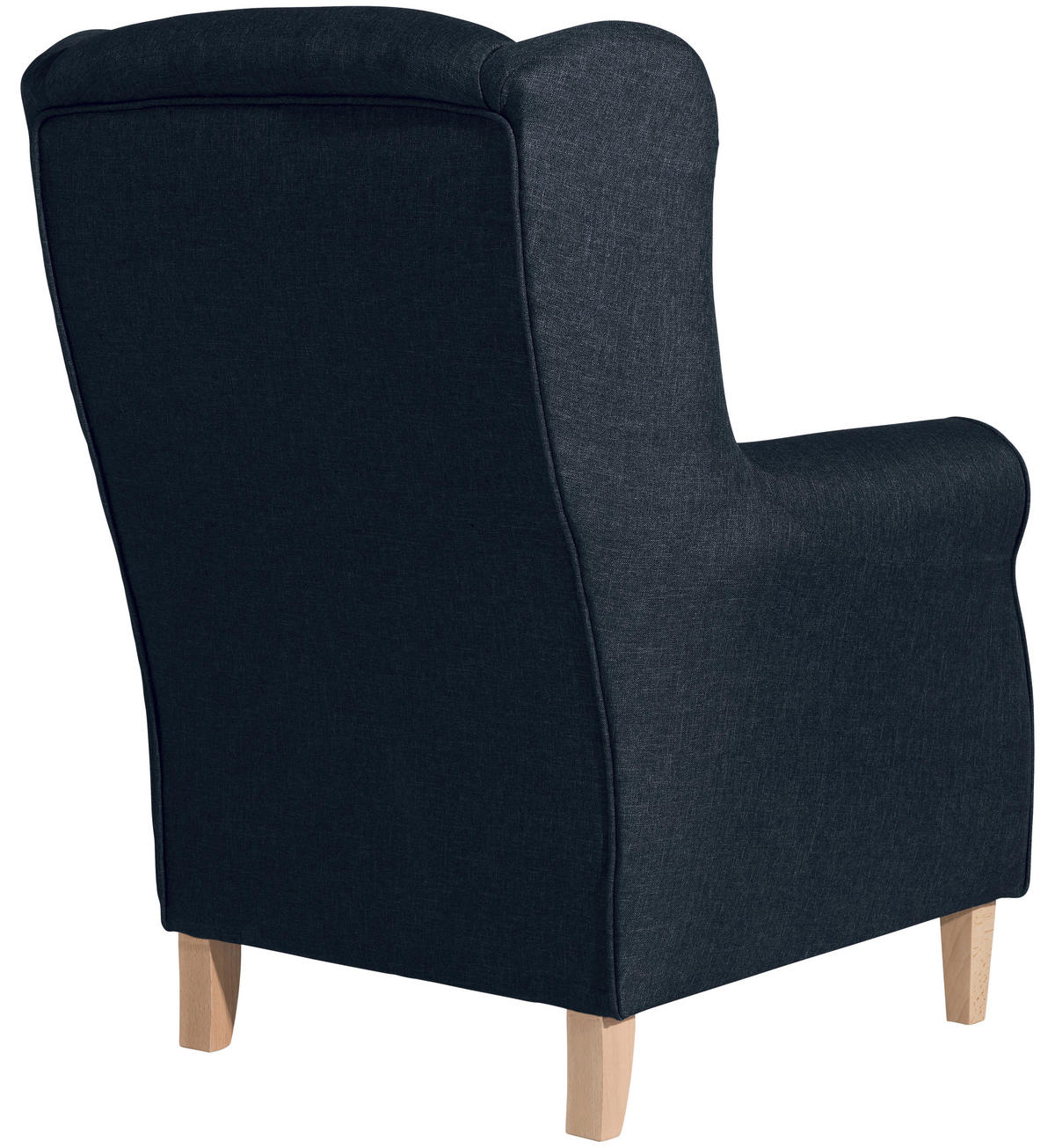 OHRENSESSEL in Flachgewebe Dunkelblau  - Buchefarben/Dunkelblau, Design, Holz/Textil (77/103/86cm) - Max Winzer