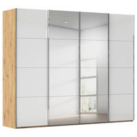 SCHWEBETÜRENSCHRANK 271/223/68 cm 4-türig Weiß, Eiche Artisan  - Chromfarben/Weiß, Design, Glas/Holzwerkstoff (271/223/68cm) - Novel