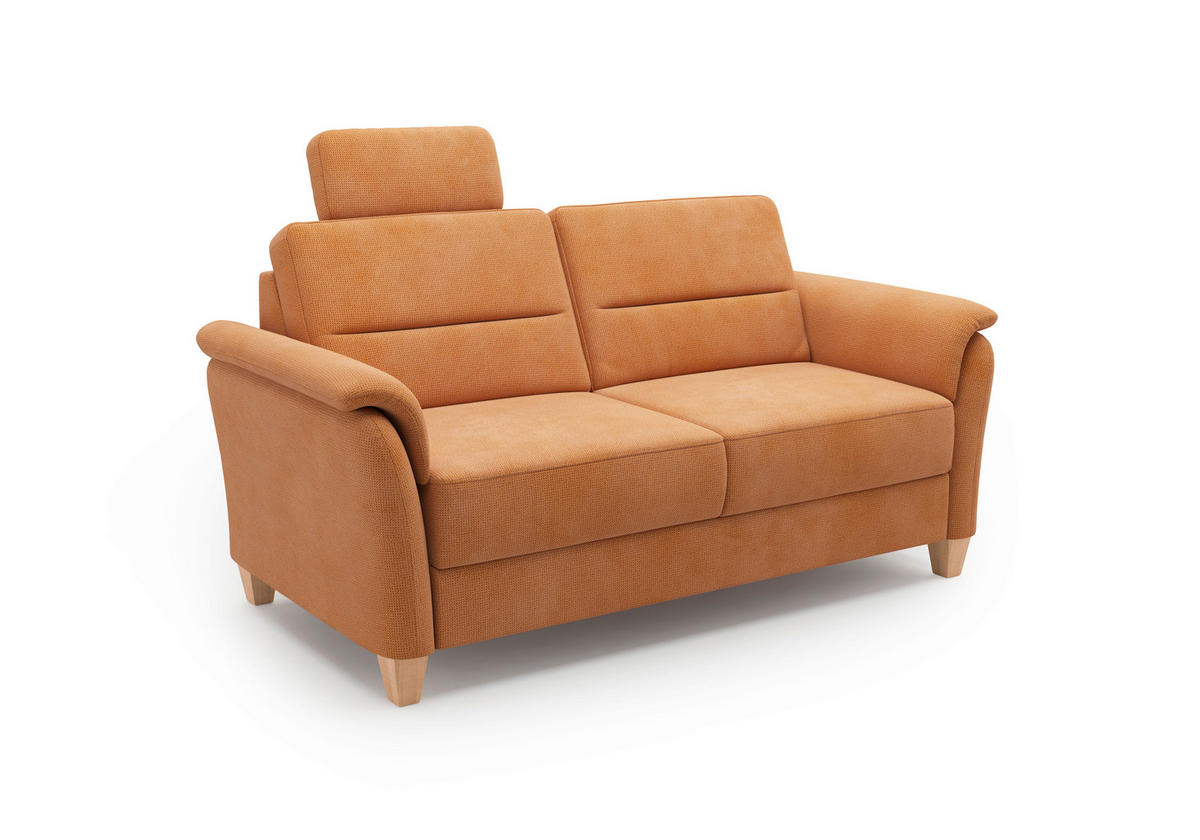 3-SITZER-SOFA Flachgewebe Terracotta  - Eichefarben/Terracotta, KONVENTIONELL, Holz/Textil (179/89/89cm) - Sit & More