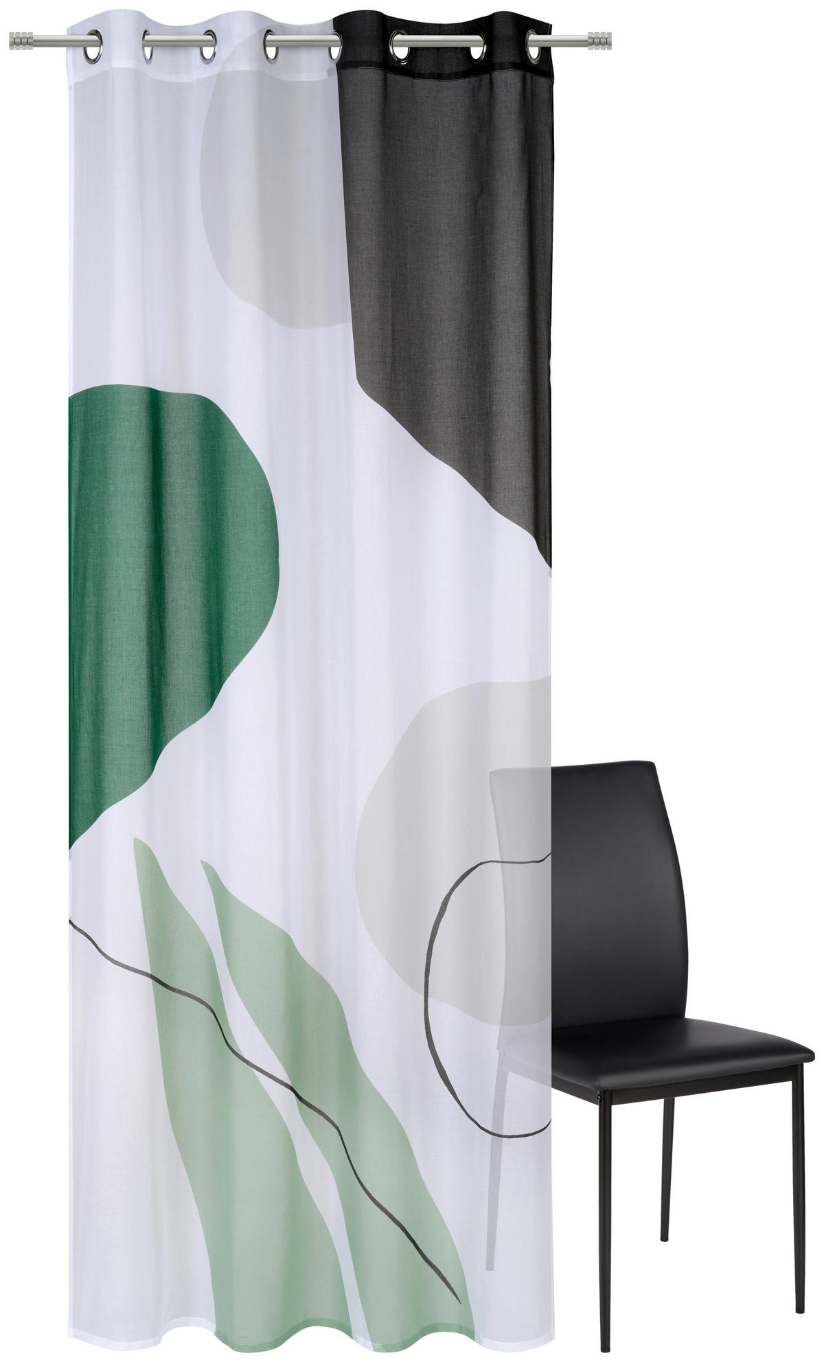 ZÁVĚS S OČKY, poloprůhledné, 140/245 cm - černá/zelená, Design, textil (140/245cm) - Esposa