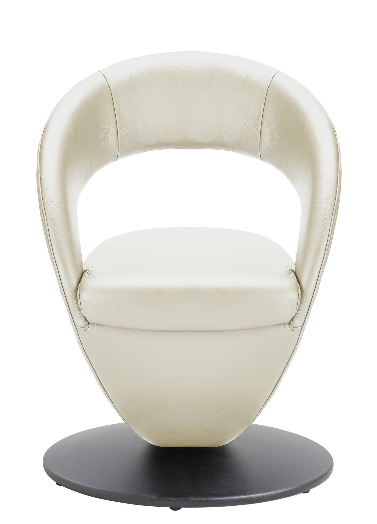STUHL Echtleder Creme, Schwarz  - Creme/Schwarz, Design, Leder/Metall (62/86/61cm) - Moderano