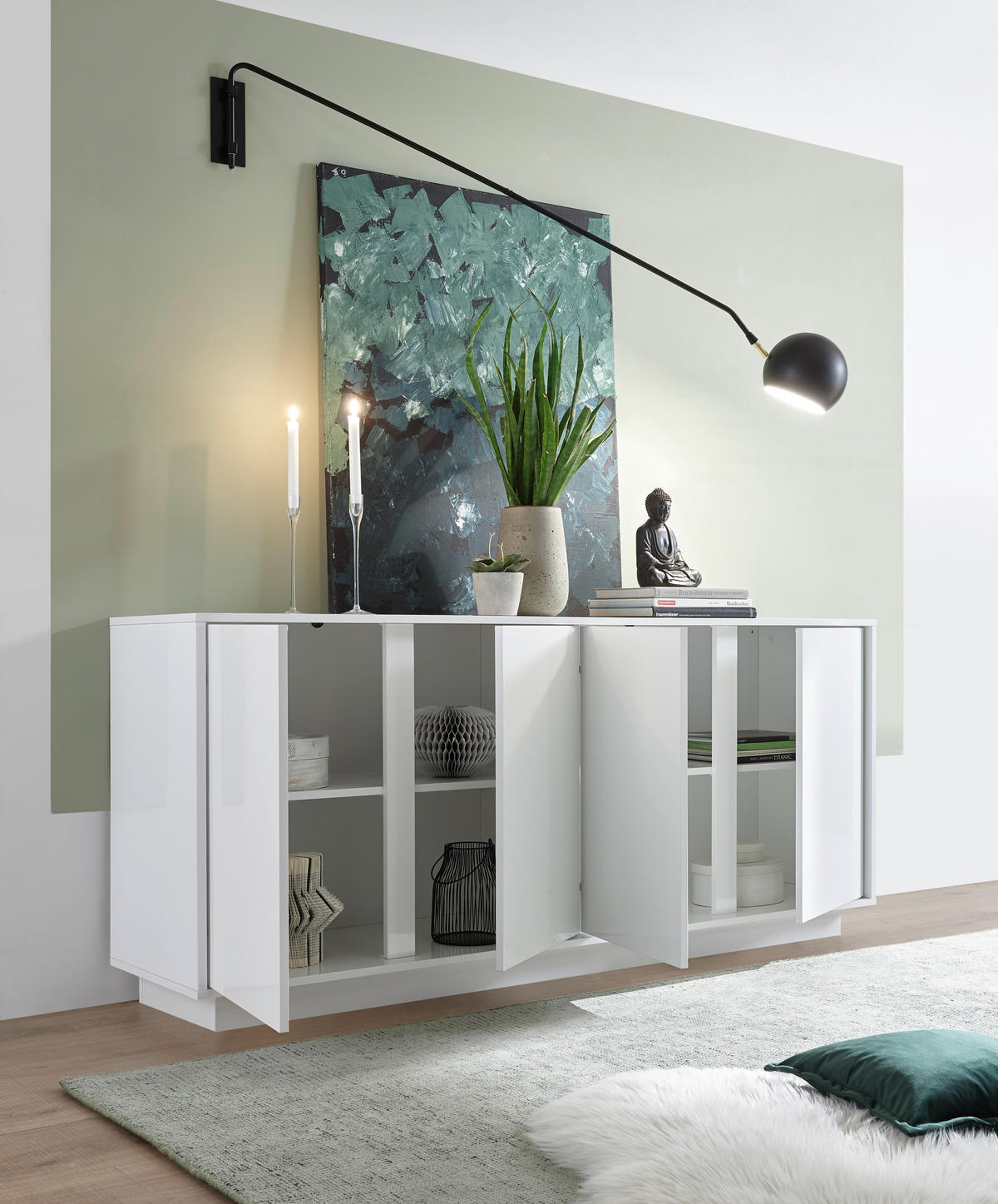 SIDEBOARD  180/79/43 cm  - Weiß Hochglanz, Design, Holzwerkstoff (180/79/43cm) - MID.YOU