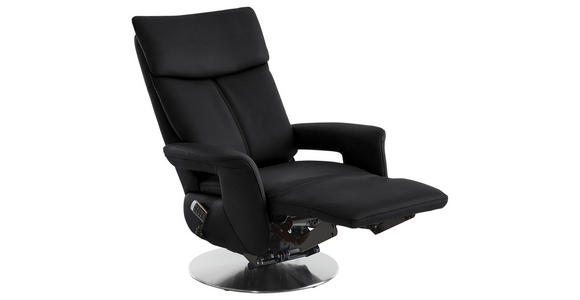 RELAXSESSEL in Leder Schwarz - Edelstahlfarben/Schwarz, Design, Leder/Metall (78/112/85cm) - Cantus
