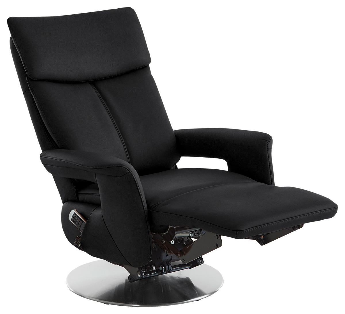 RELAXSESSEL in Leder Schwarz  - Edelstahlfarben/Schwarz, Design, Leder/Metall (78/112/85cm) - Cantus
