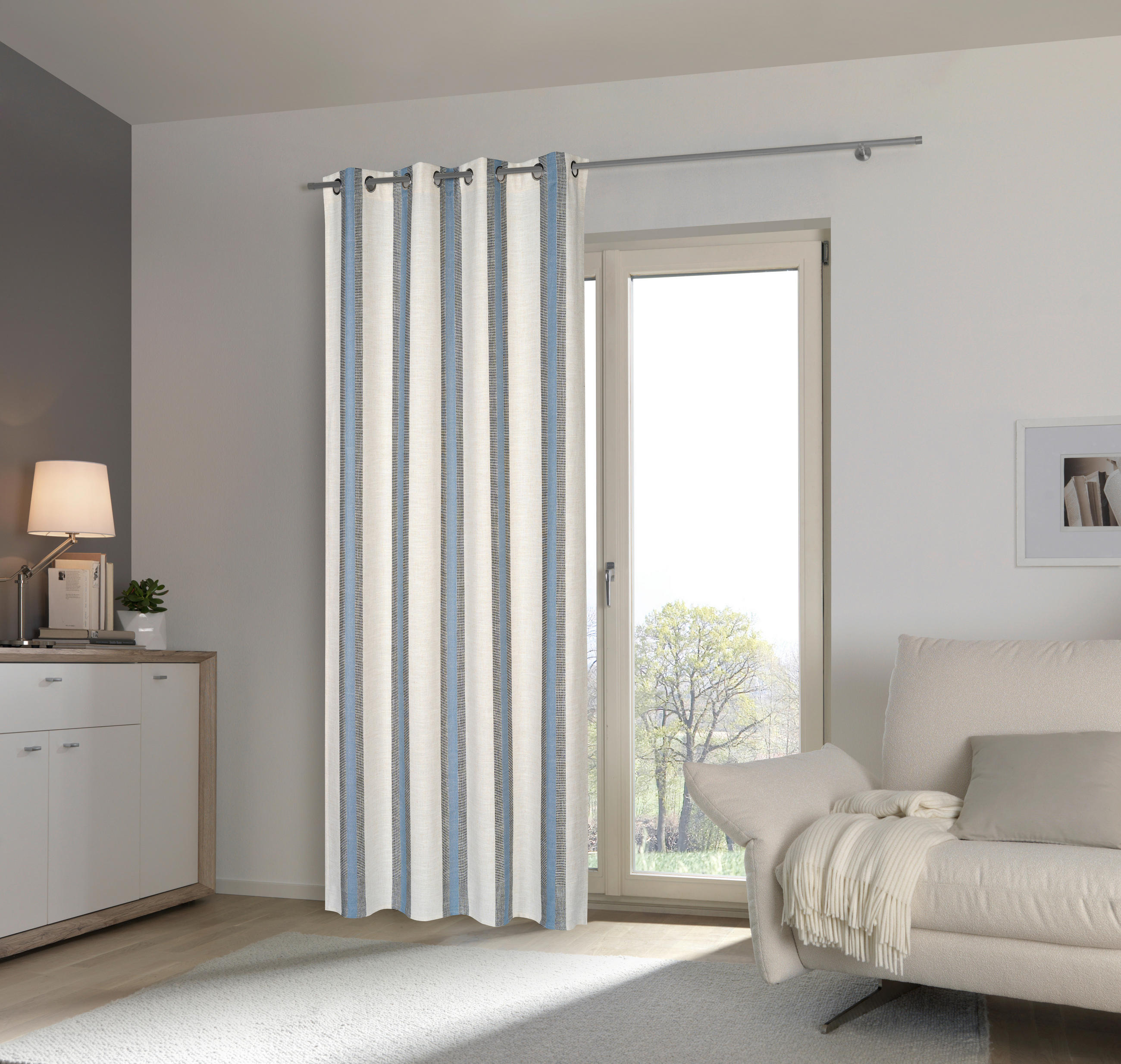 ÖSENVORHANG blickdicht  - Blau, Design, Textil (135/245cm) - Esposa