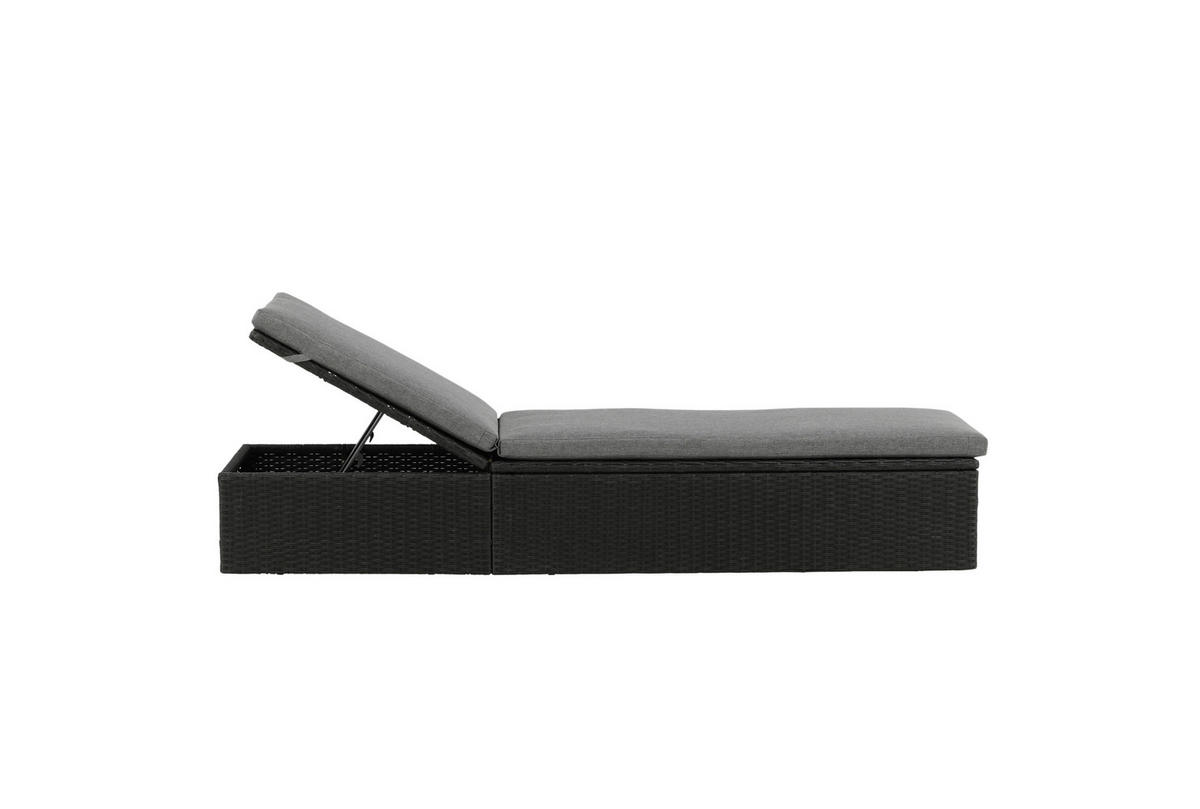 SONNENLIEGE 60.5/37.5/198 cm  - Schwarz/Grau, KONVENTIONELL, Kunststoff/Textil (60.5/37.5/198cm) - Gardenson