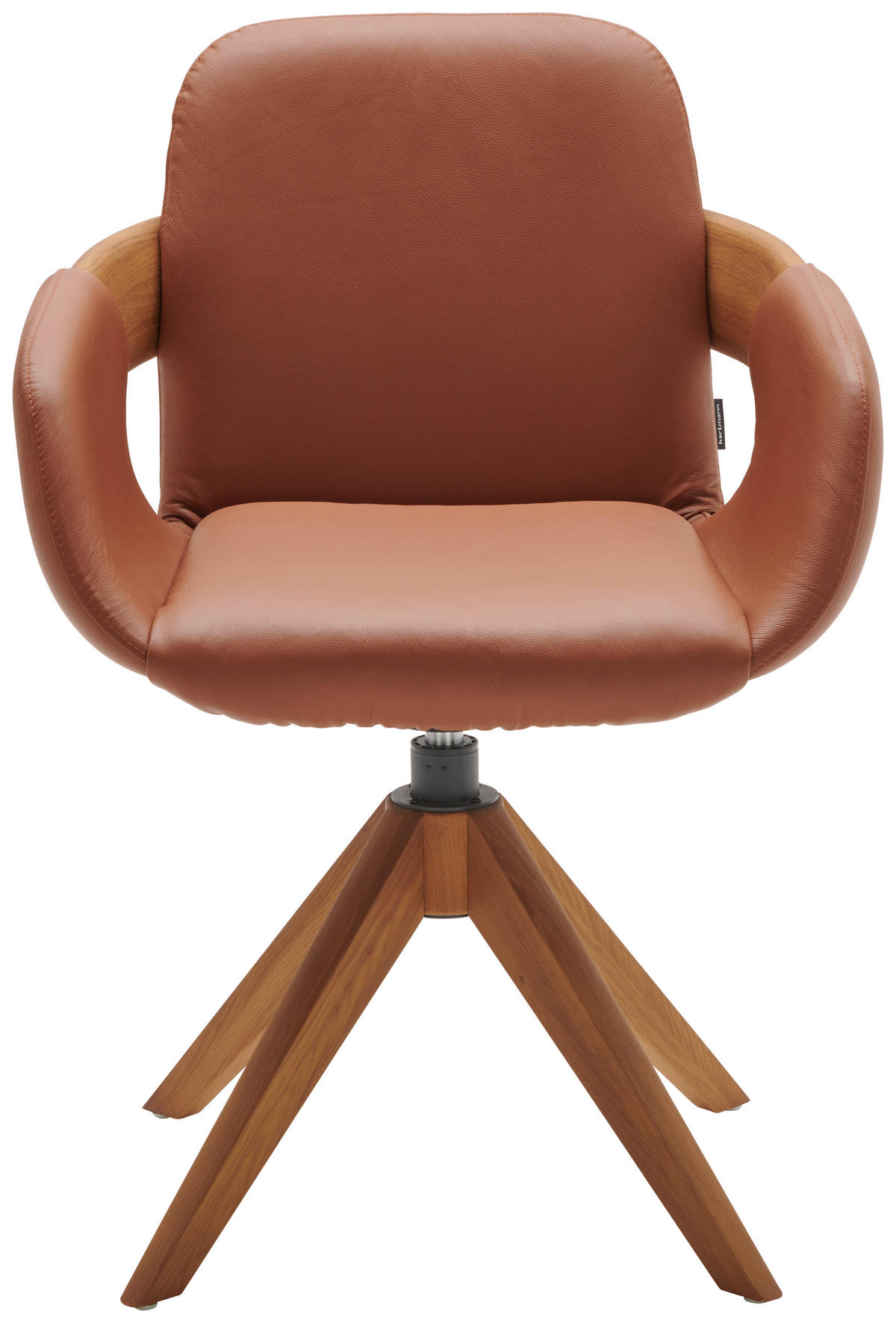 ARMLEHNSTUHL  in Echtleder pigmentiert  - Eichefarben/Cognac, Natur, Leder/Holz (60/86/60cm) - Valnatura