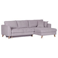ECKSOFA in Cord Grau  - Buchefarben/Grau, Design, Holz/Textil (271/165cm) - MID.YOU